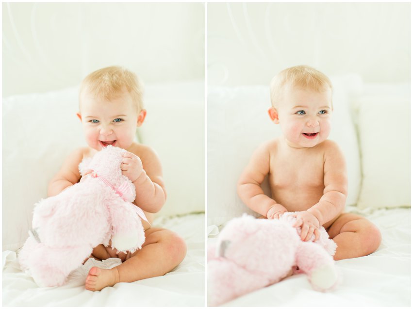 Northern Virginia Baby Photographer Lifestyle Portraits Girl Pearls Pink Tutu Tulle Bow