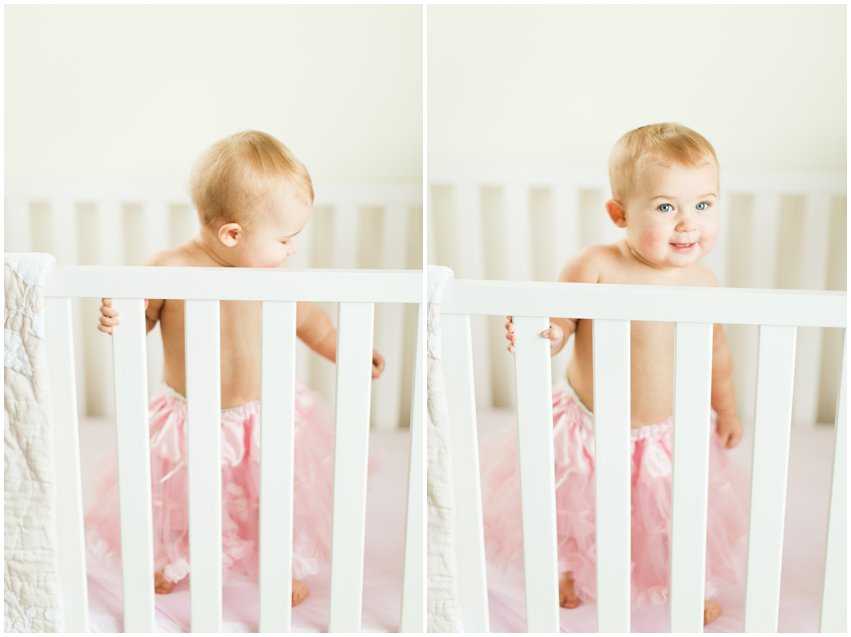 Northern Virginia Baby Photographer Lifestyle Portraits Girl Pearls Pink Tutu Tulle Bow