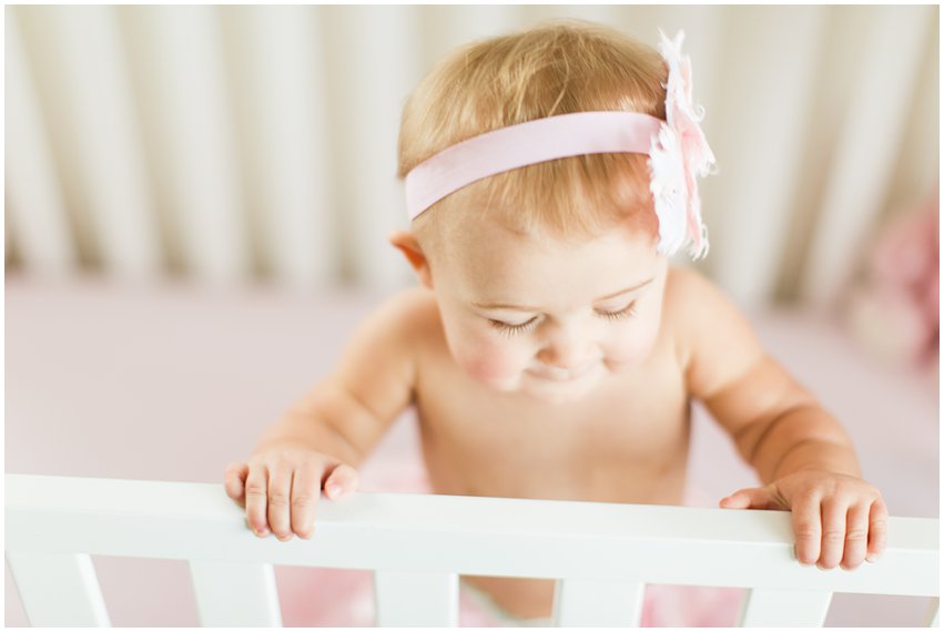 Northern Virginia Baby Photographer Lifestyle Portraits Girl Pearls Pink Tutu Tulle Bow