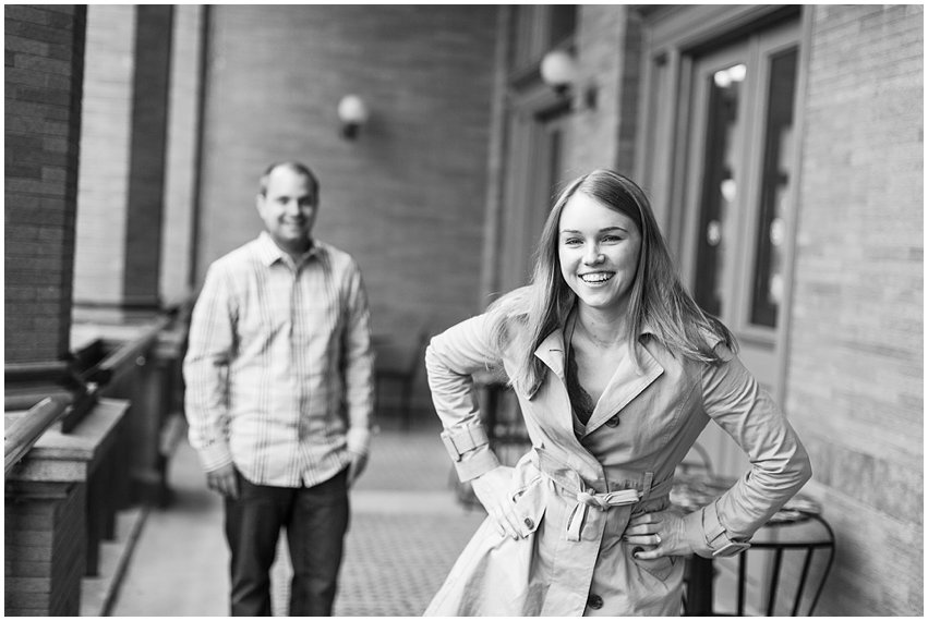 Richmond Engagement Session Virginia Photographer Train Station Main Street Downtown Engaged Rainy Day Engagement Peacoat Boots