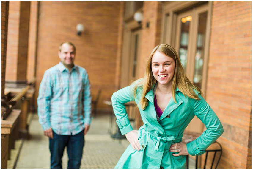 Richmond Engagement Session Virginia Photographer Train Station Main Street Downtown Engaged Rainy Day Engagement Peacoat Boots