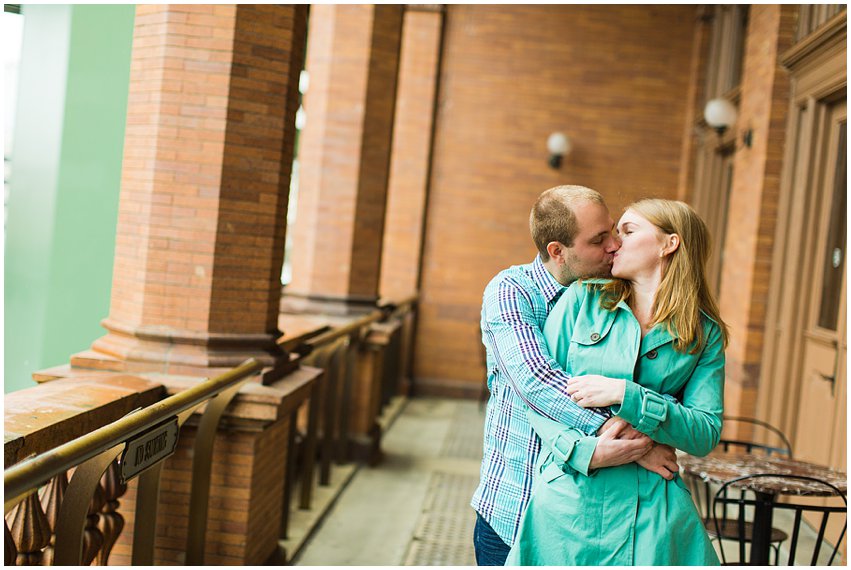 Richmond Engagement Session Virginia Photographer Train Station Main Street Downtown Engaged Rainy Day Engagement Peacoat Boots