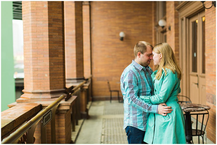 Richmond Engagement Session Virginia Photographer Train Station Main Street Downtown Engaged Rainy Day Engagement Peacoat Boots