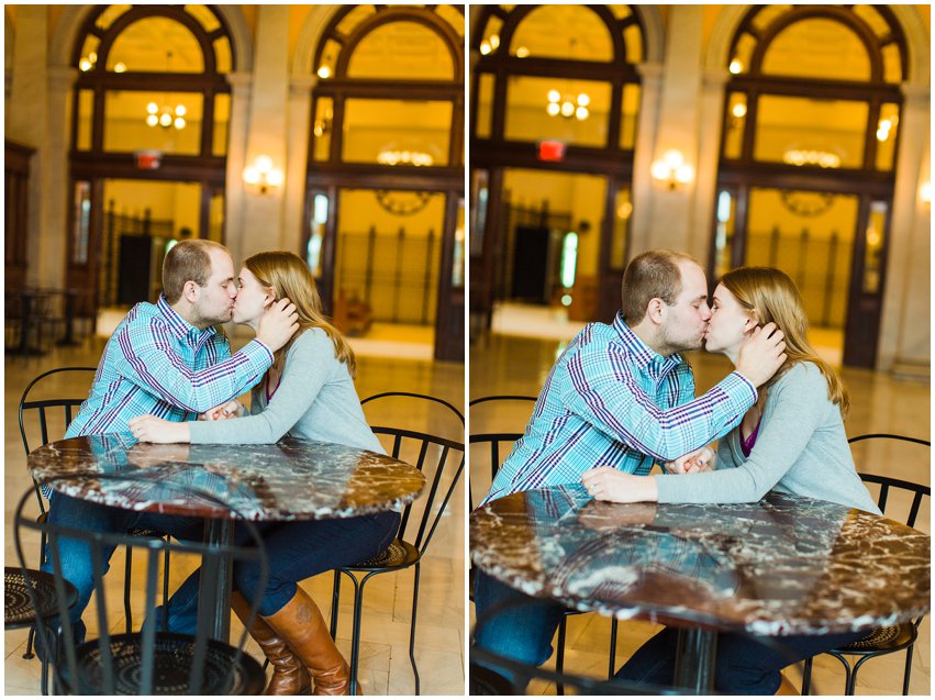 Richmond Engagement Session Virginia Photographer Train Station Main Street Downtown Engaged Rainy Day Engagement Peacoat Boots