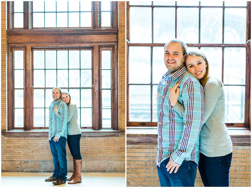 Richmond Engagement Session Virginia Photographer Train Station Main Street Downtown Engaged Rainy Day Engagement Peacoat Boots