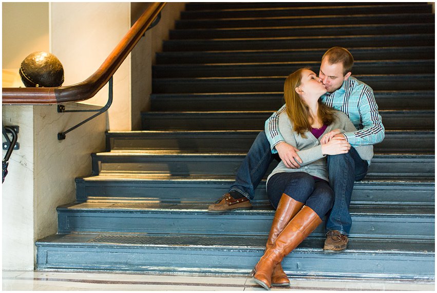 Richmond Engagement Session Virginia Photographer Train Station Main Street Downtown Engaged Rainy Day Engagement Peacoat Boots