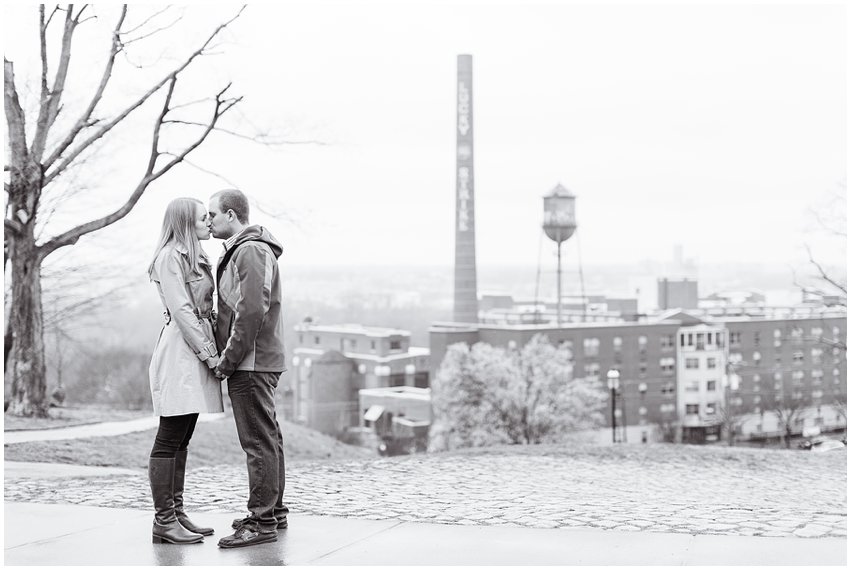 Richmond Engagement Session Virginia Photographer Train Station Main Street Downtown Engaged Rainy Day Engagement Peacoat Boots