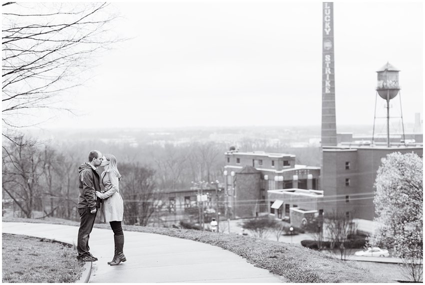 Richmond Engagement Session Virginia Photographer Train Station Main Street Downtown Engaged Rainy Day Engagement Peacoat Boots