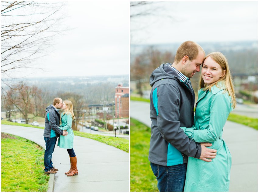 Richmond Engagement Session Virginia Photographer Train Station Main Street Downtown Engaged Rainy Day Engagement Peacoat Boots