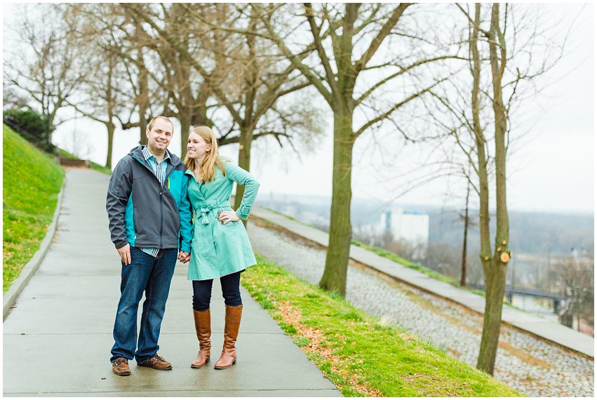 Richmond Engagement Session Virginia Photographer Train Station Main Street Downtown Engaged Rainy Day Engagement Peacoat Boots