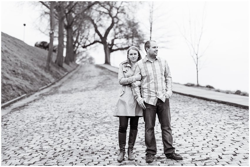 Richmond Engagement Session Virginia Photographer Train Station Main Street Downtown Engaged Rainy Day Engagement Peacoat Boots