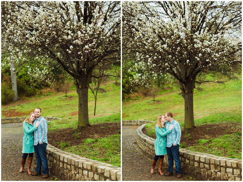 Richmond Engagement Session Virginia Photographer Train Station Main Street Downtown Engaged Rainy Day Engagement Peacoat Boots