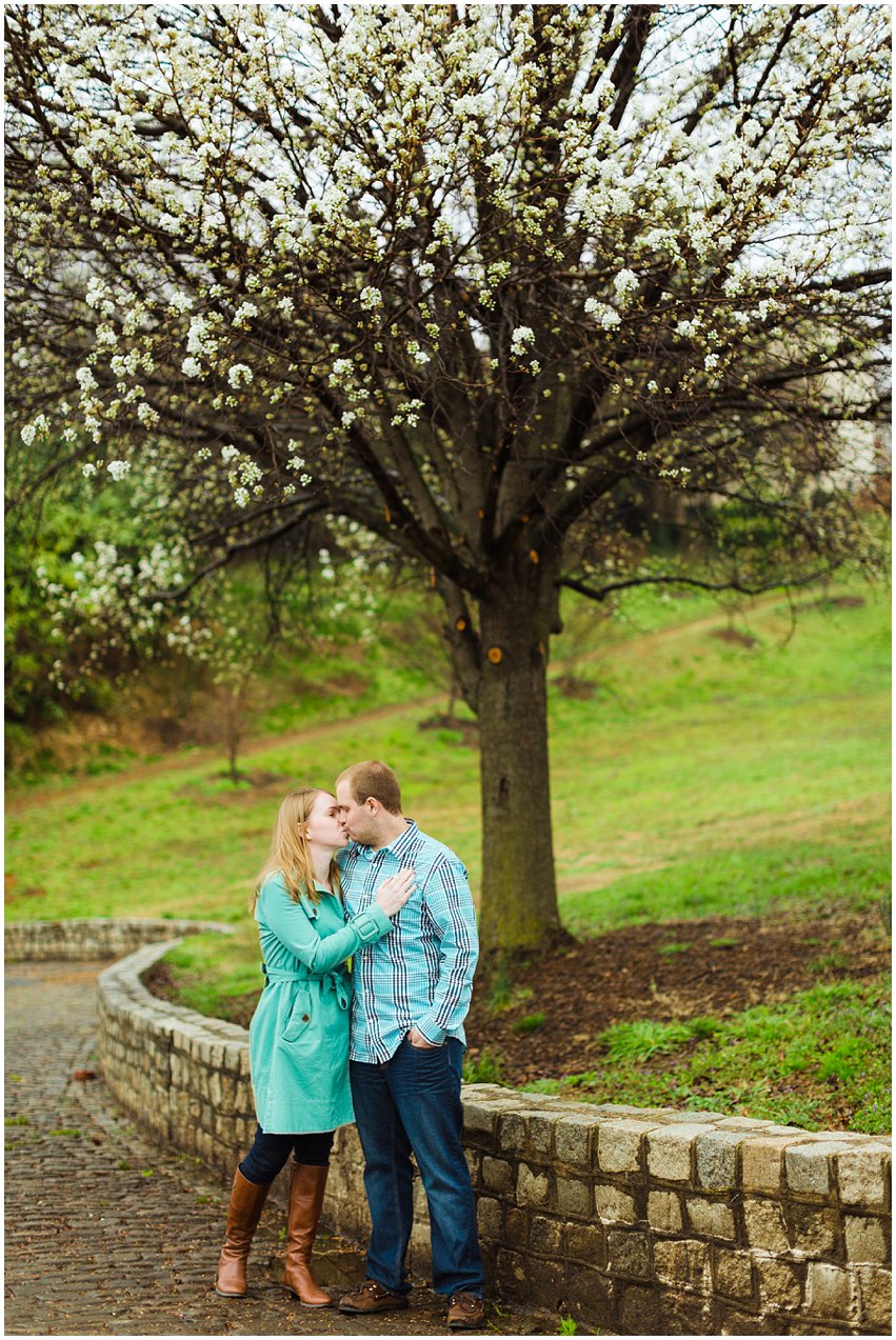 Richmond Engagement Session Virginia Photographer Train Station Main Street Downtown Engaged Rainy Day Engagement Peacoat Boots