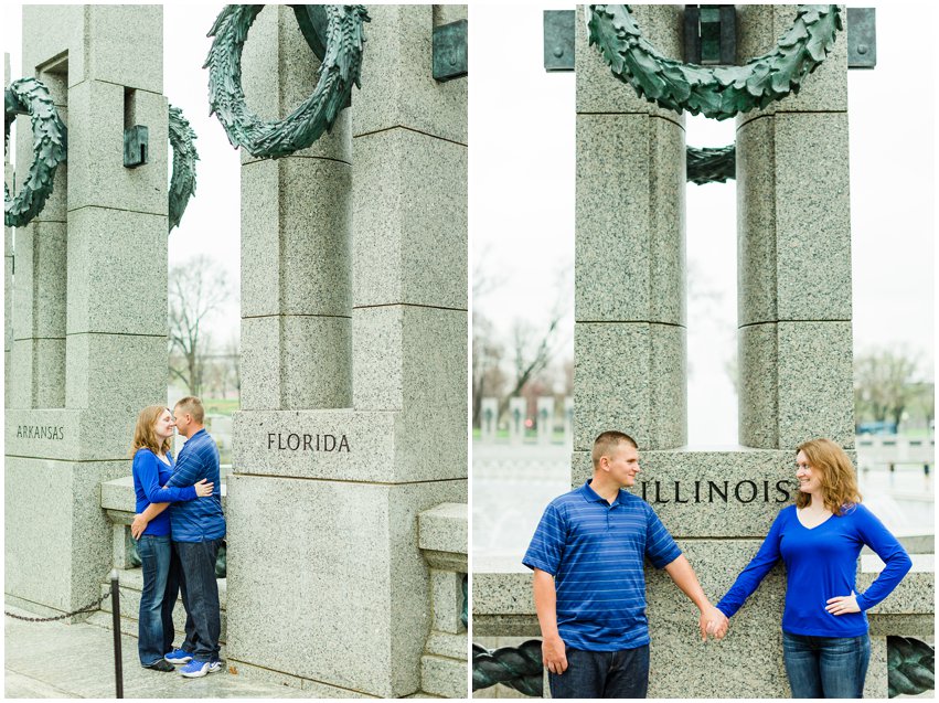 Virginia Photographer Washington DC Cherry Blossom Engagement Session Memorials National Mall Spring Engaged Couple Love