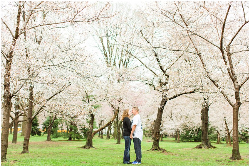 Virginia Photographer Washington DC Cherry Blossom Engagement Session Memorials National Mall Spring Engaged Couple Love