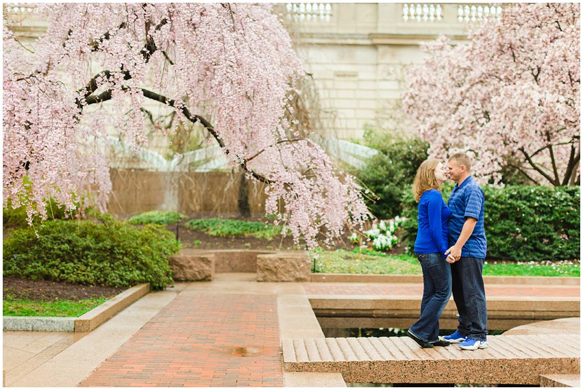 Virginia Photographer Washington DC Cherry Blossom Engagement Session Memorials National Mall Spring Engaged Couple Love