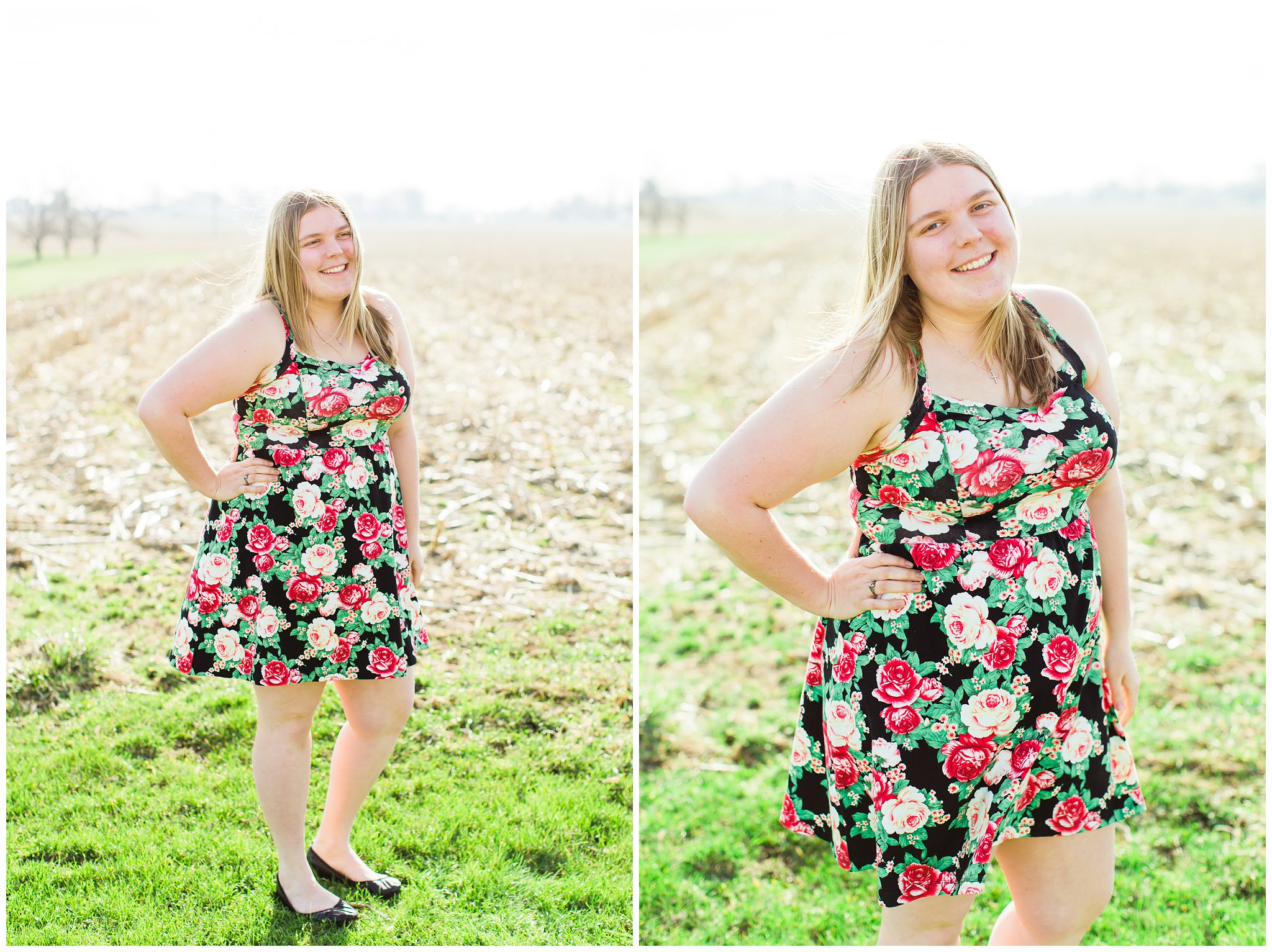 Indiana Portrait Photographer Mishawaka Amish Countryside Field Sundress Easter Sunday 