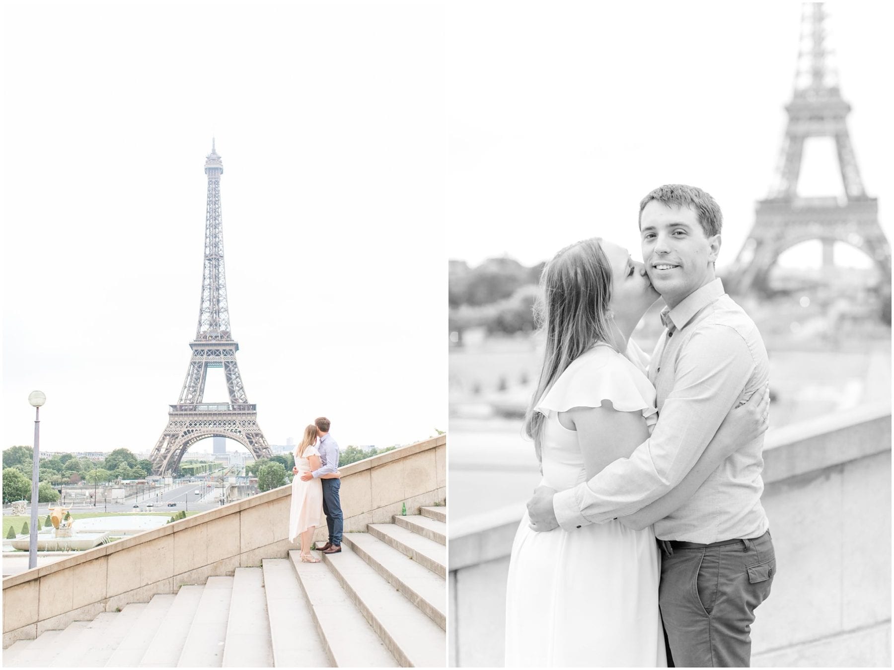 Paris Engagement Photos Trocadero Gardens France Wedding Photographer