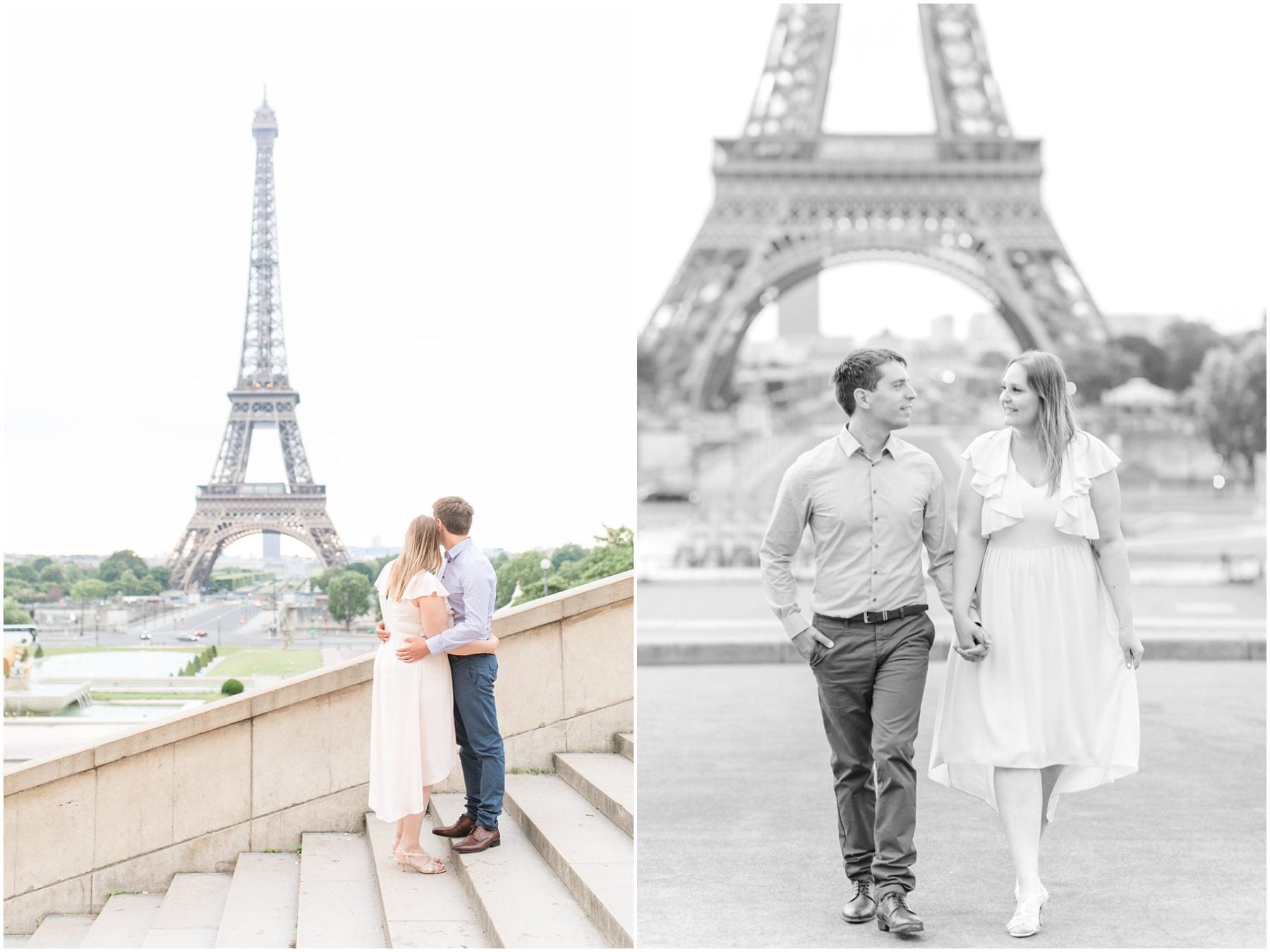 Paris Engagement Photos Trocadero Gardens France Wedding Photographer