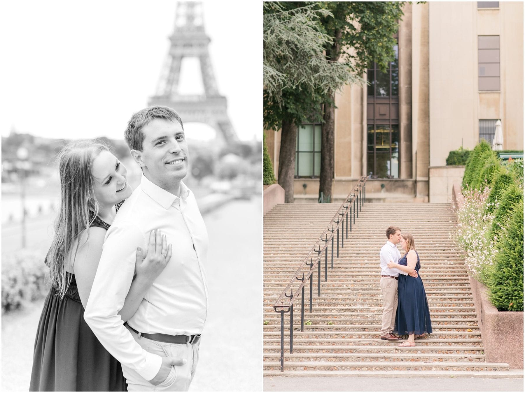 Paris Engagement Photos Trocadero Gardens France Wedding Photographer