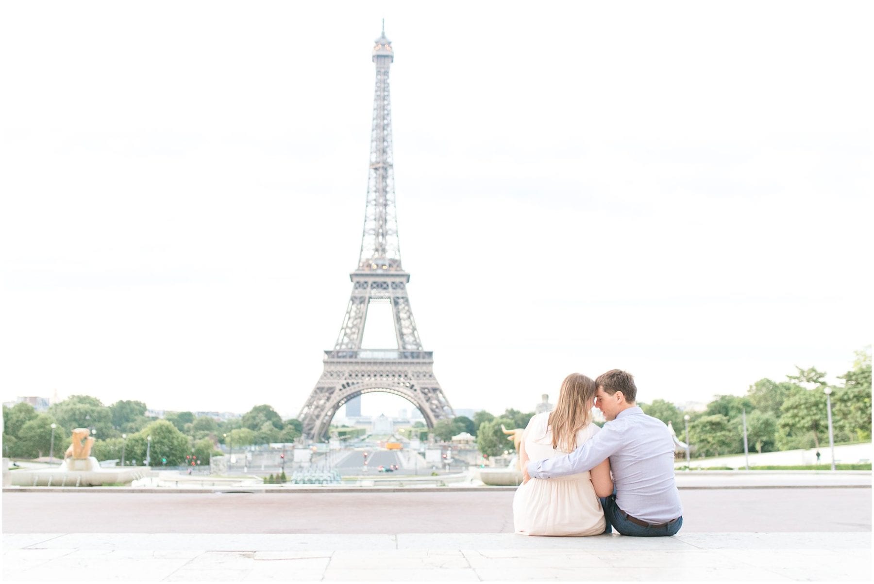 Paris Engagement Photos Trocadero Gardens France Wedding Photographer