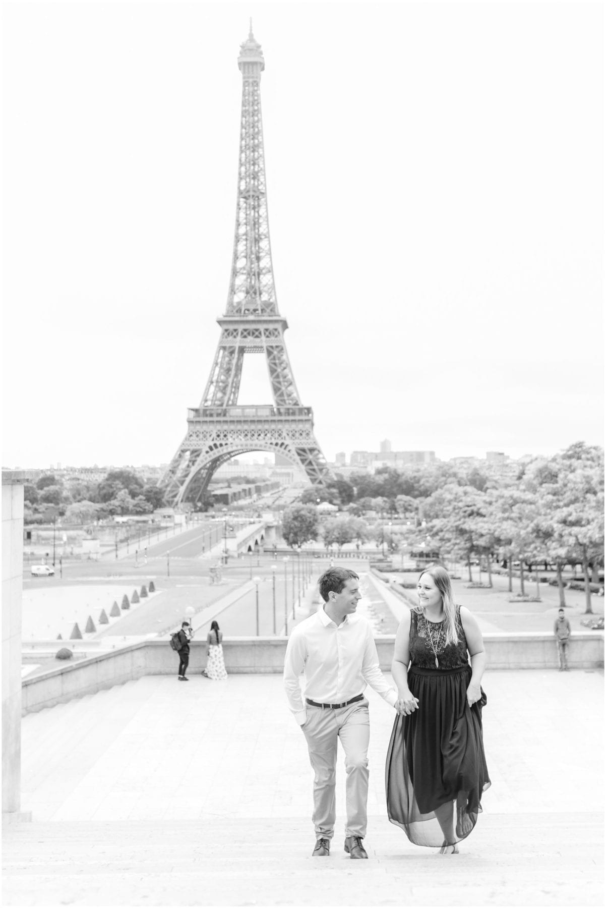 Paris Engagement Photos Trocadero Gardens France Wedding Photographer