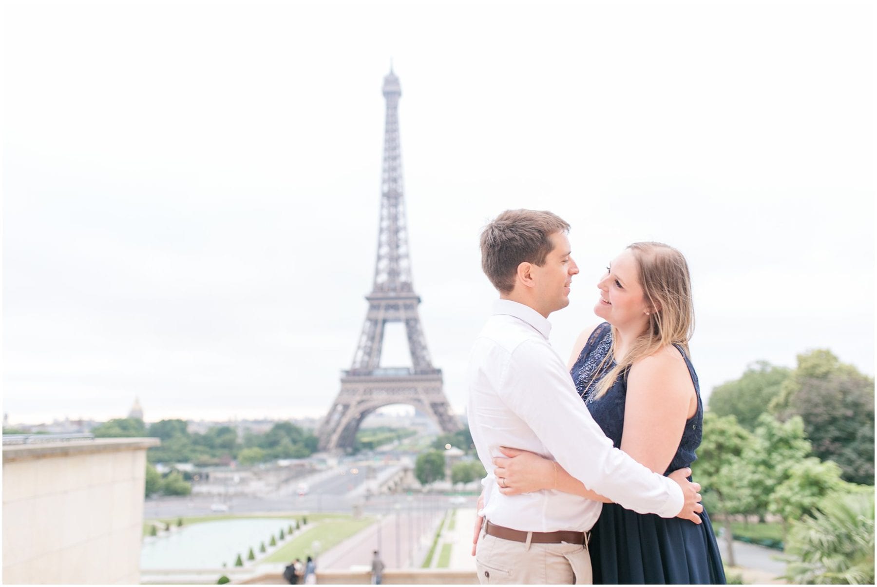 Paris Engagement Photos Trocadero Gardens France Wedding Photographer