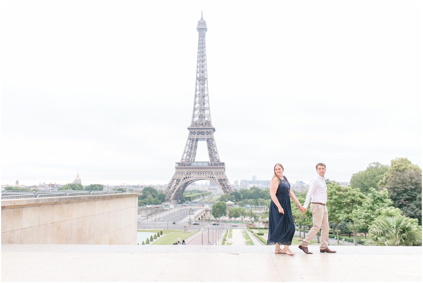 Paris Engagement Photos Trocadero Gardens France Wedding Photographer