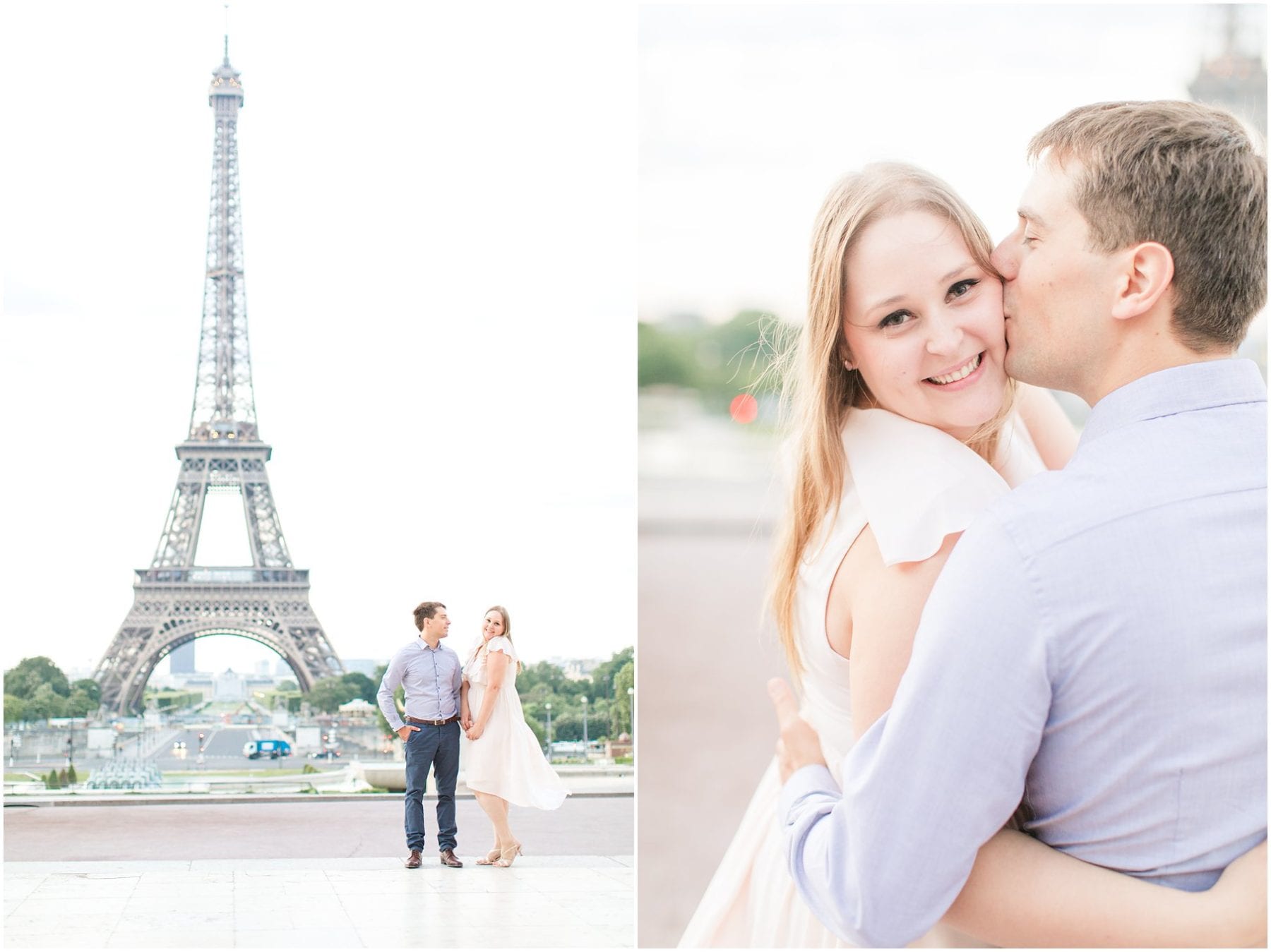 Paris Engagement Photos Trocadero Gardens France Wedding Photographer