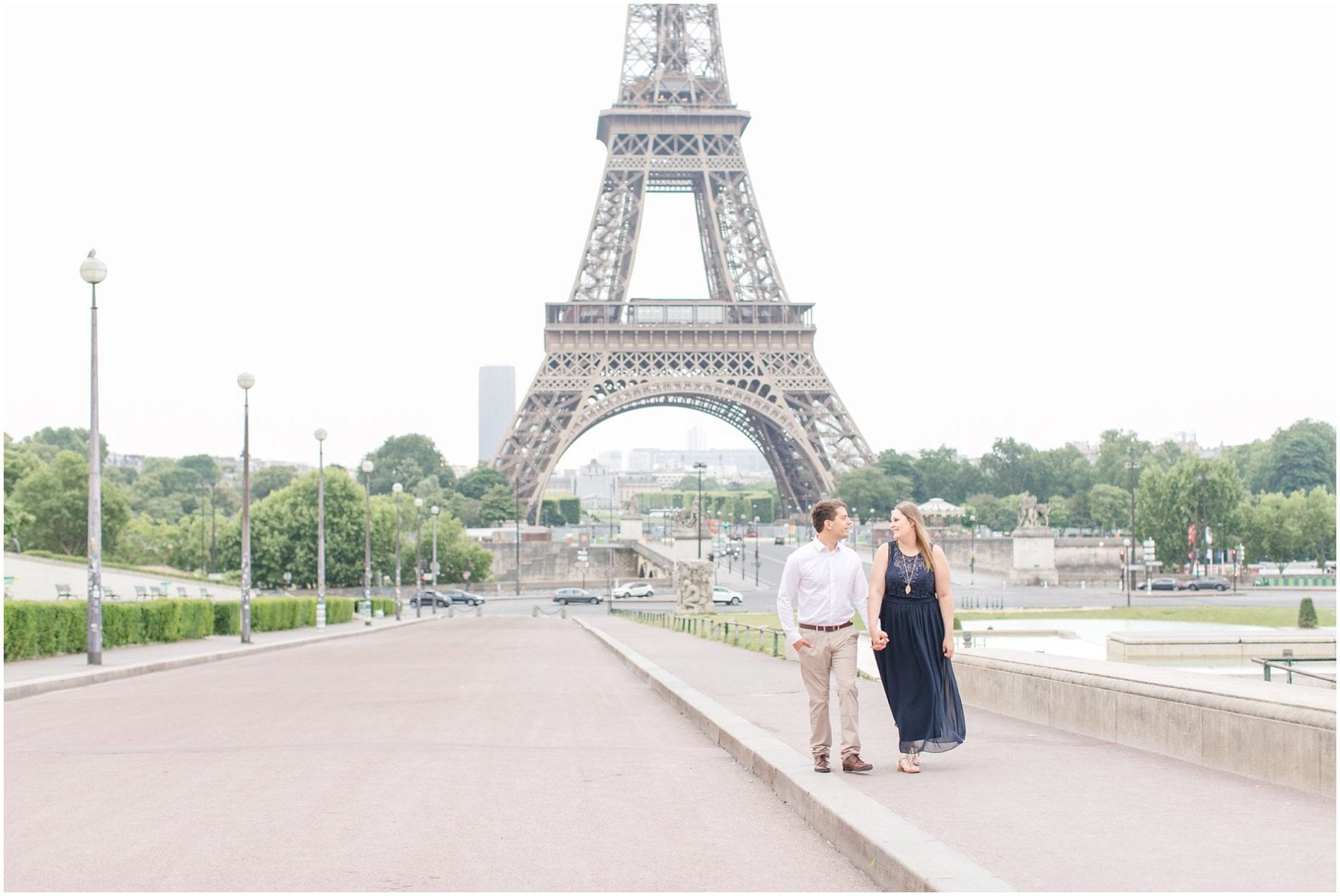 Paris Engagement Photos Trocadero Gardens France Wedding Photographer