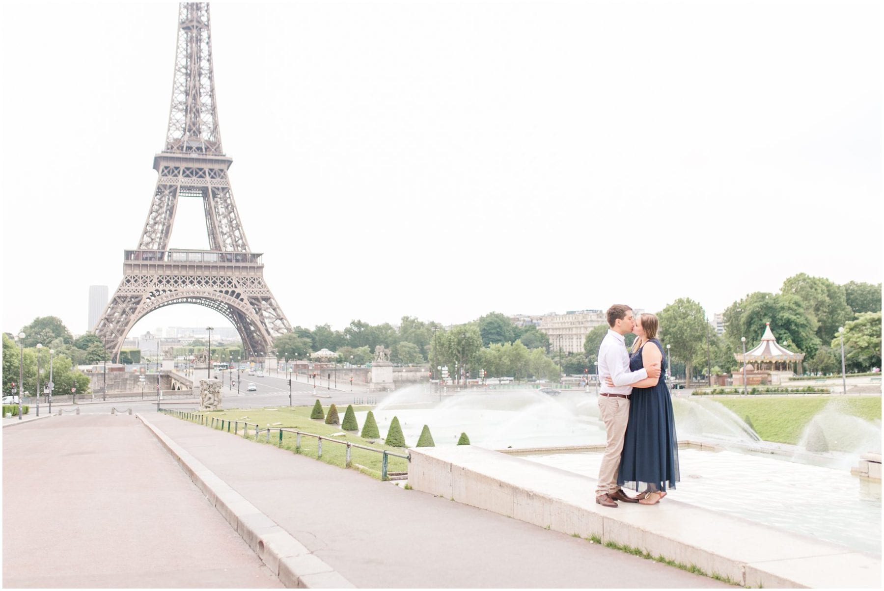 Paris Engagement Photos Trocadero Gardens France Wedding Photographer