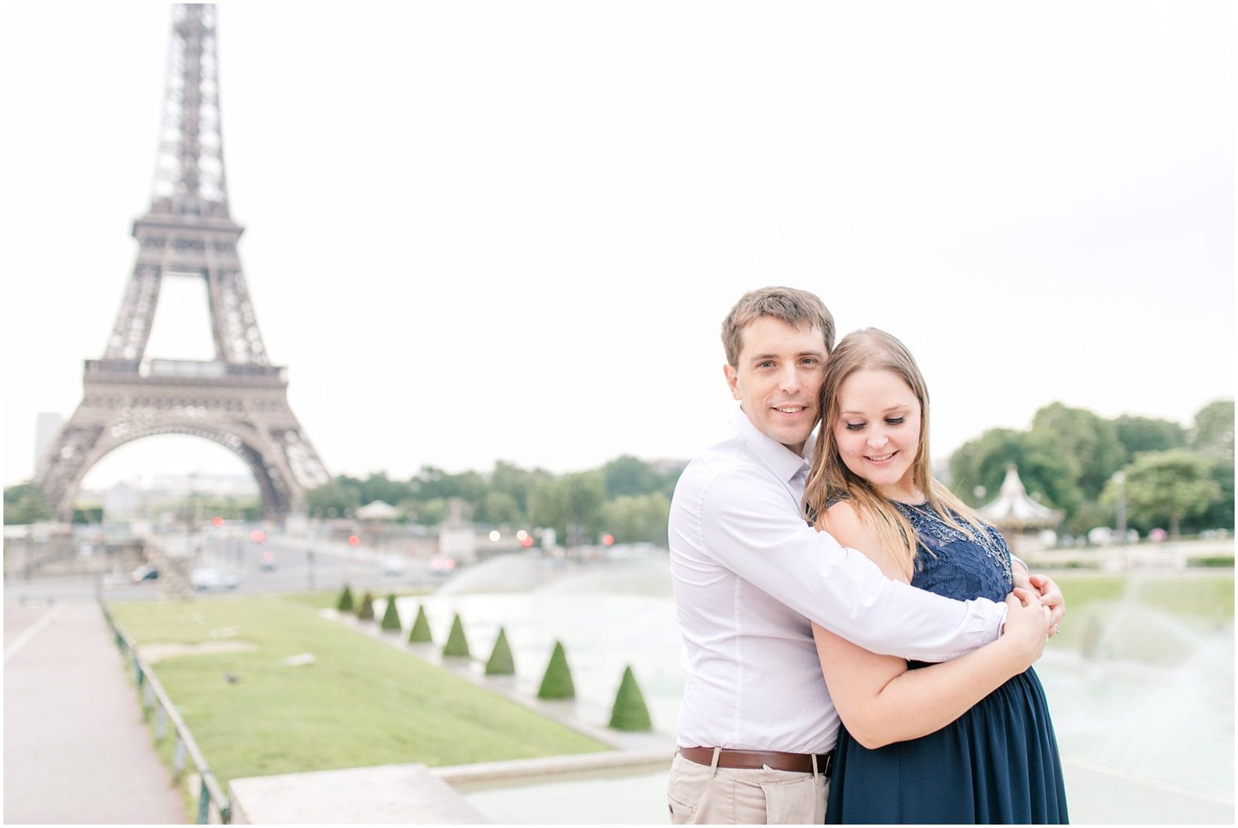 Paris Engagement Photos Trocadero Gardens France Wedding Photographer