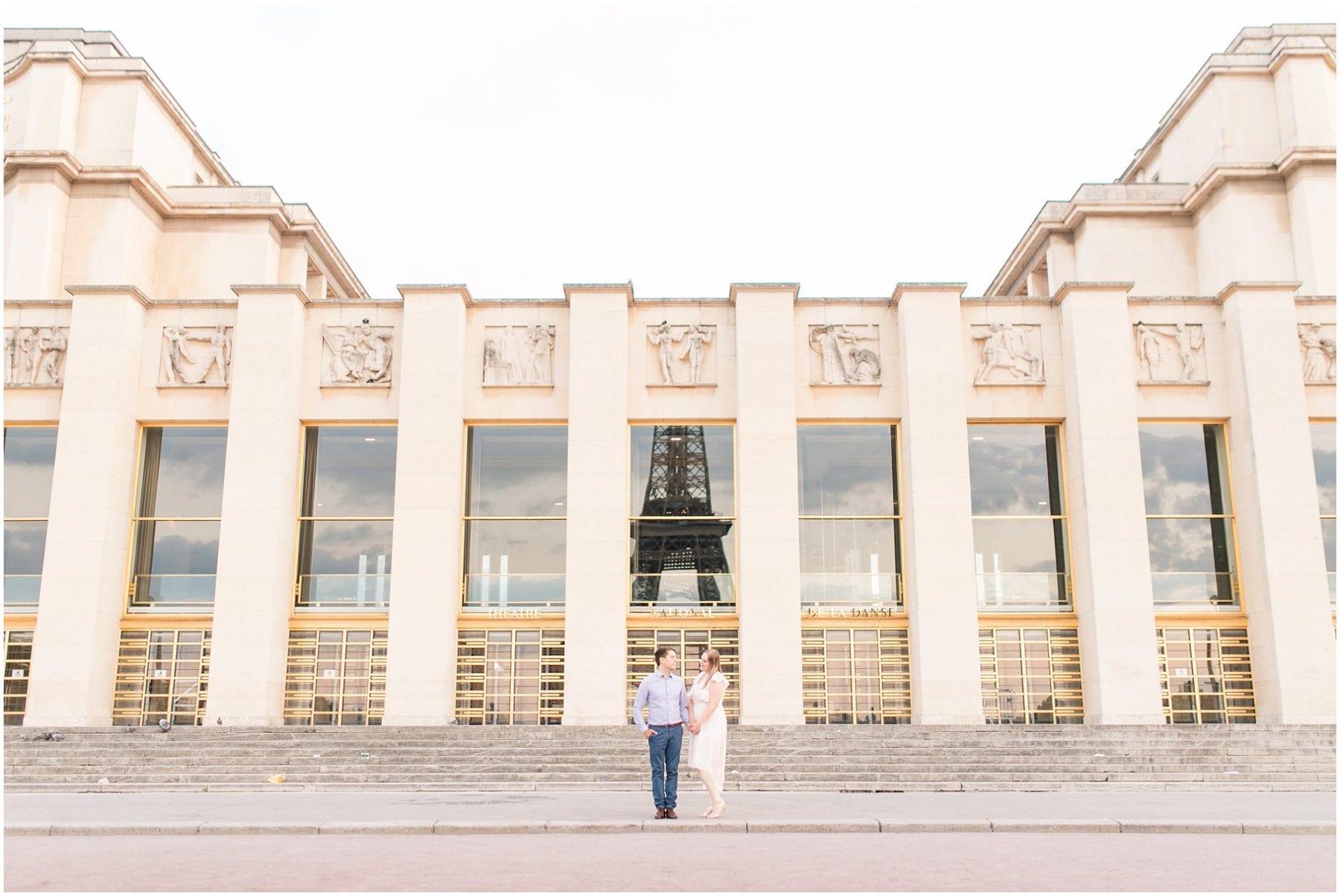 Paris Engagement Photos Trocadero Gardens France Wedding Photographer