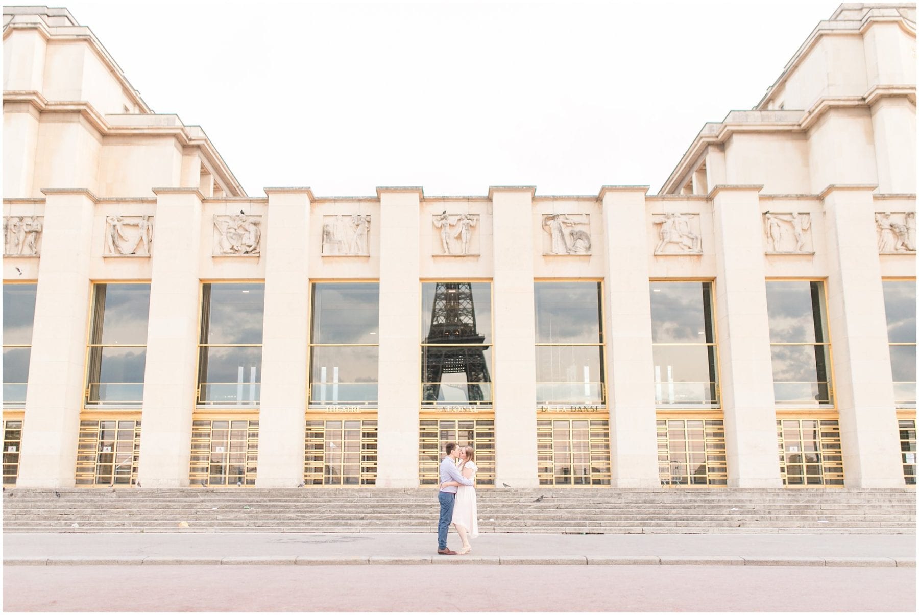 Paris Engagement Photos Trocadero Gardens France Wedding Photographer