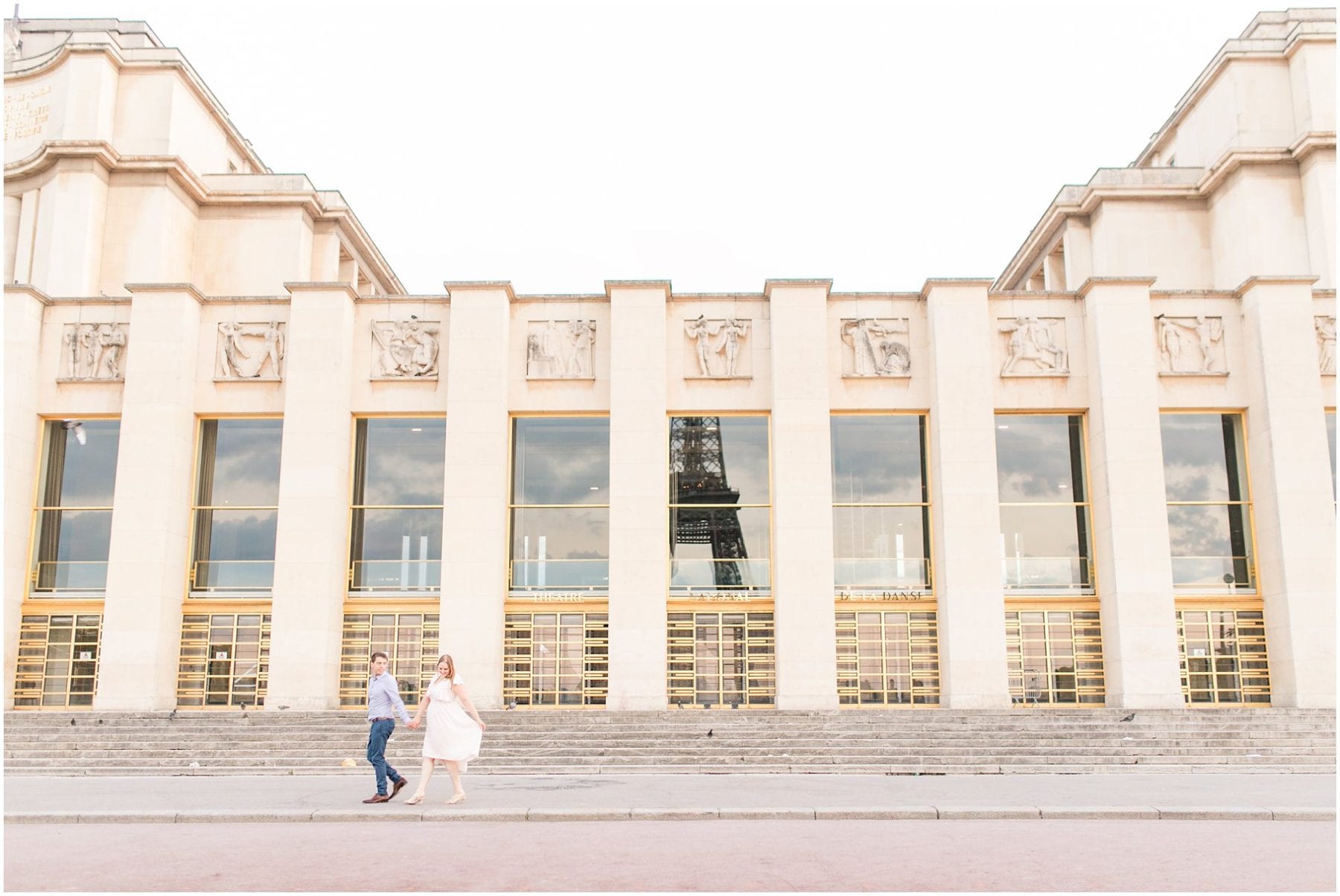 Paris Engagement Photos Trocadero Gardens France Wedding Photographer