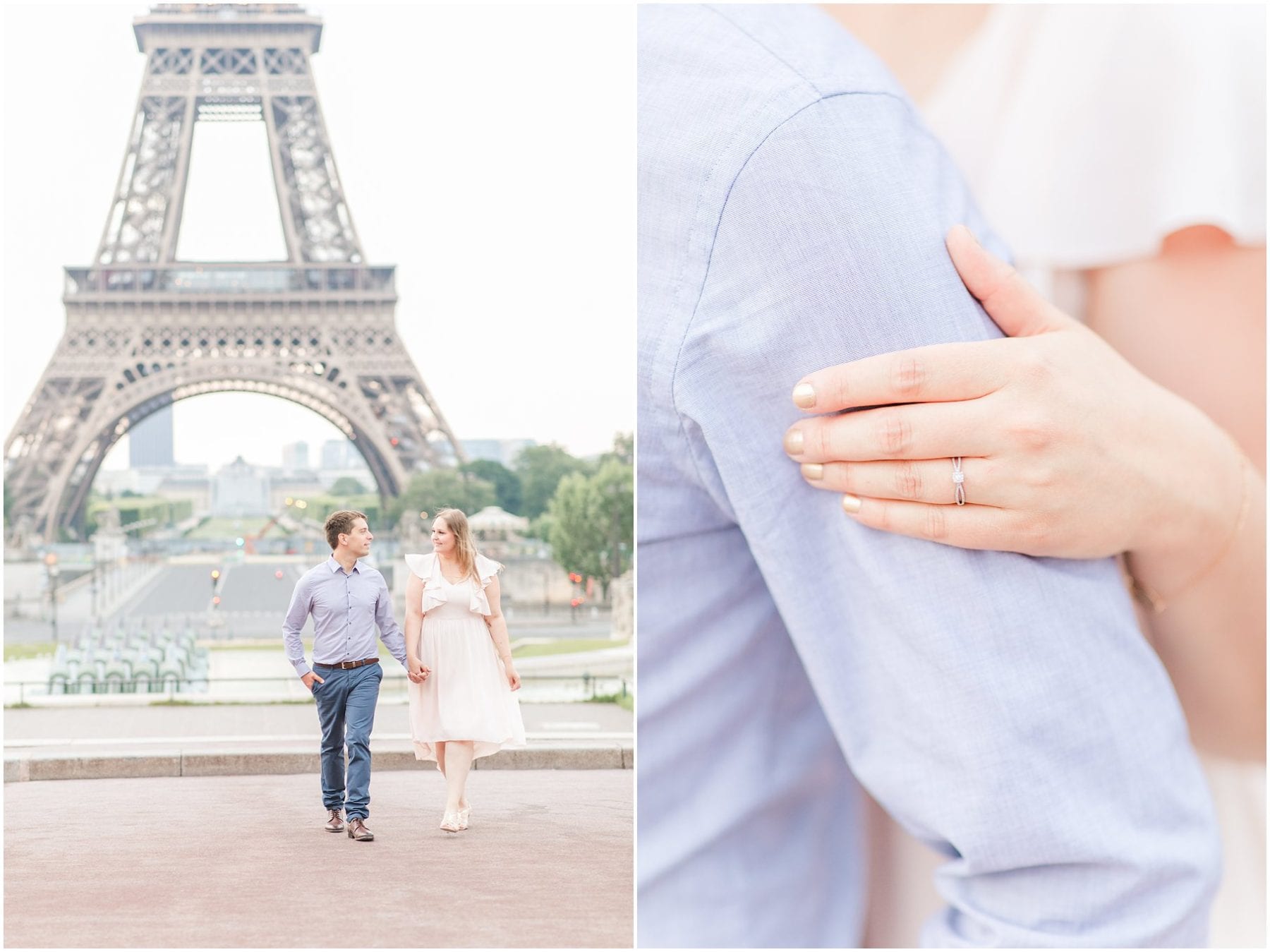 Paris Engagement Photos Trocadero Gardens France Wedding Photographer