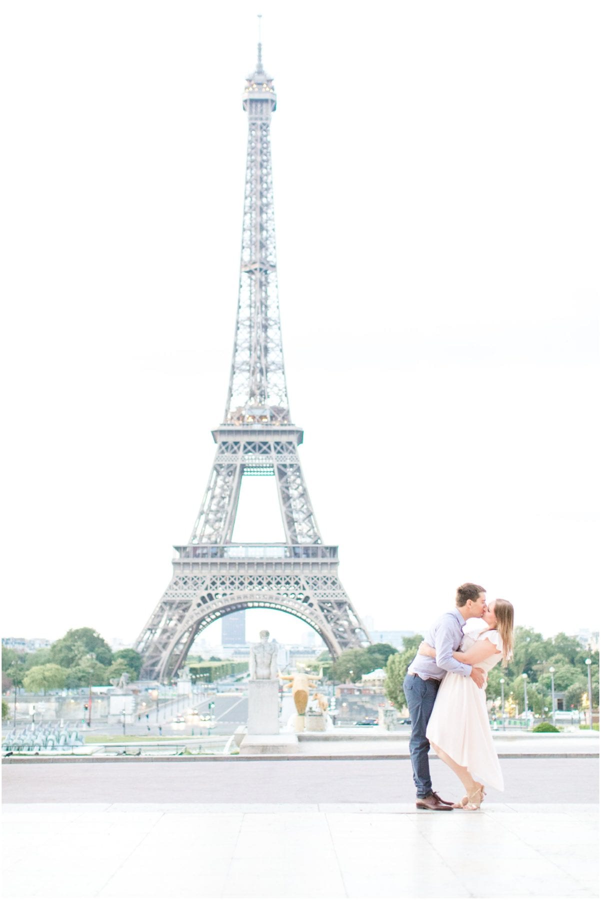 Paris Engagement Photos Trocadero Gardens France Wedding Photographer