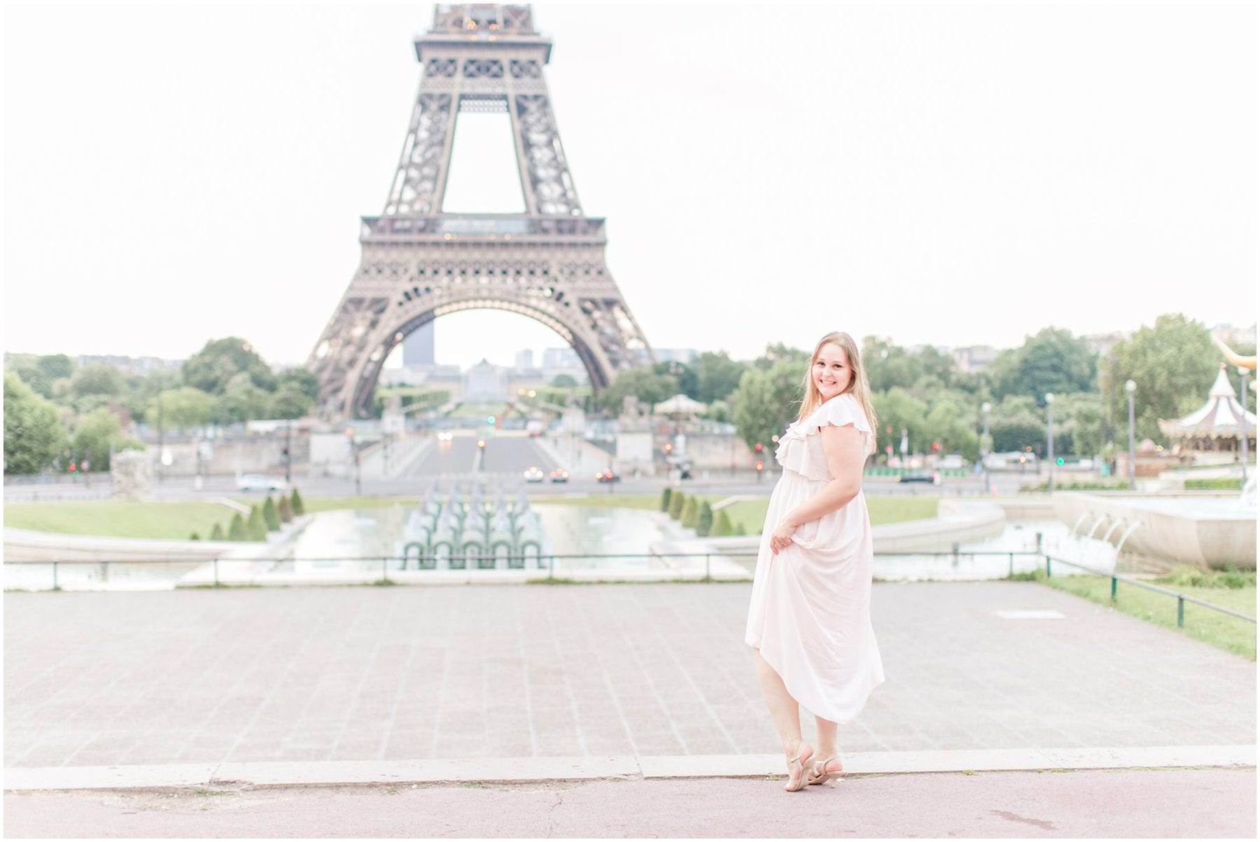 Paris Engagement Photos Trocadero Gardens France Wedding Photographer