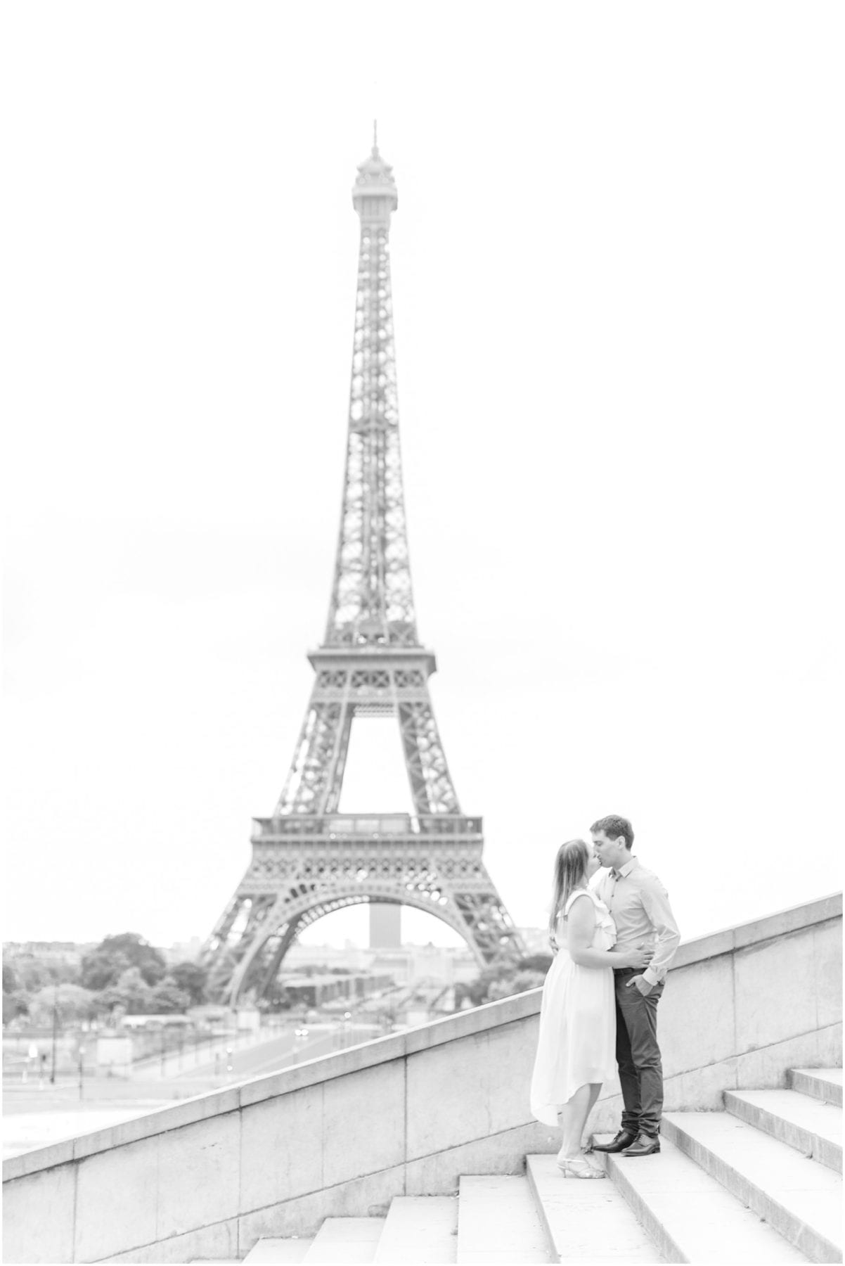 Paris Engagement Photos Trocadero Gardens France Wedding Photographer