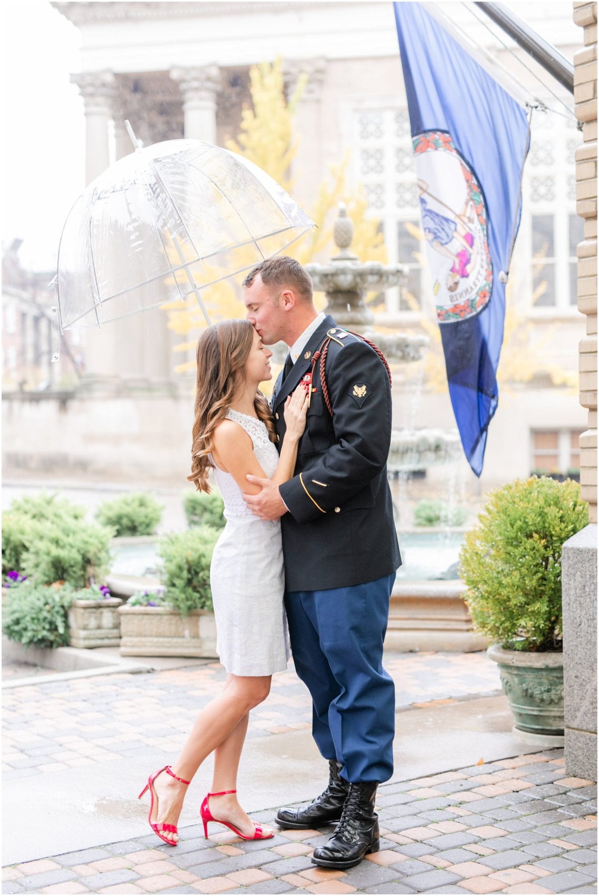 Rainy Downtown Richmond Engagement Photos Jefferon Quirk Hotel