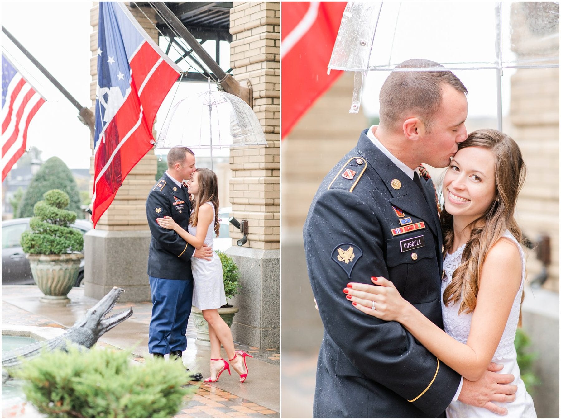 Rainy Downtown Richmond Engagement Photos Jefferon Quirk Hotel