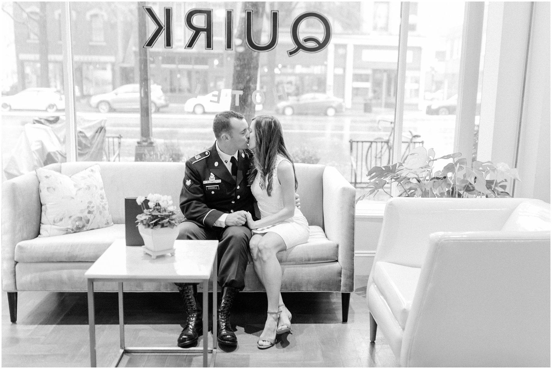 Rainy Downtown Richmond Engagement Photos Jefferon Quirk Hotel