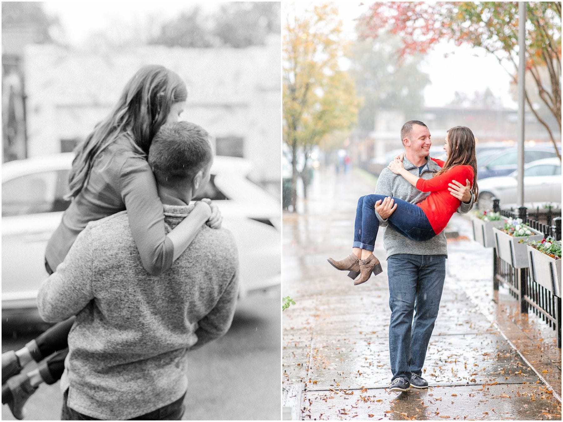 Rainy Downtown Richmond Engagement Photos Jefferon Quirk Hotel