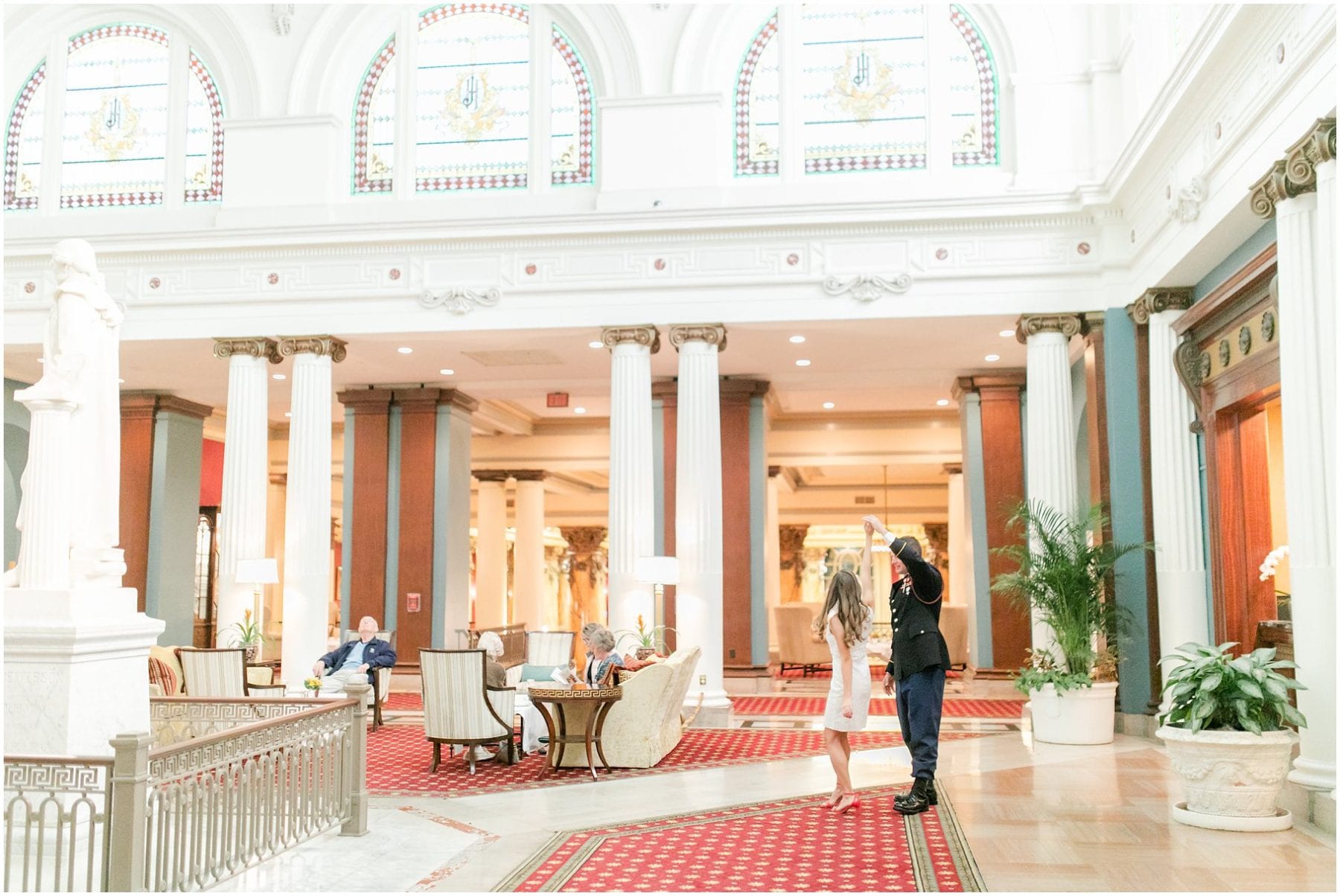 Rainy Downtown Richmond Engagement Photos Jefferon Quirk Hotel