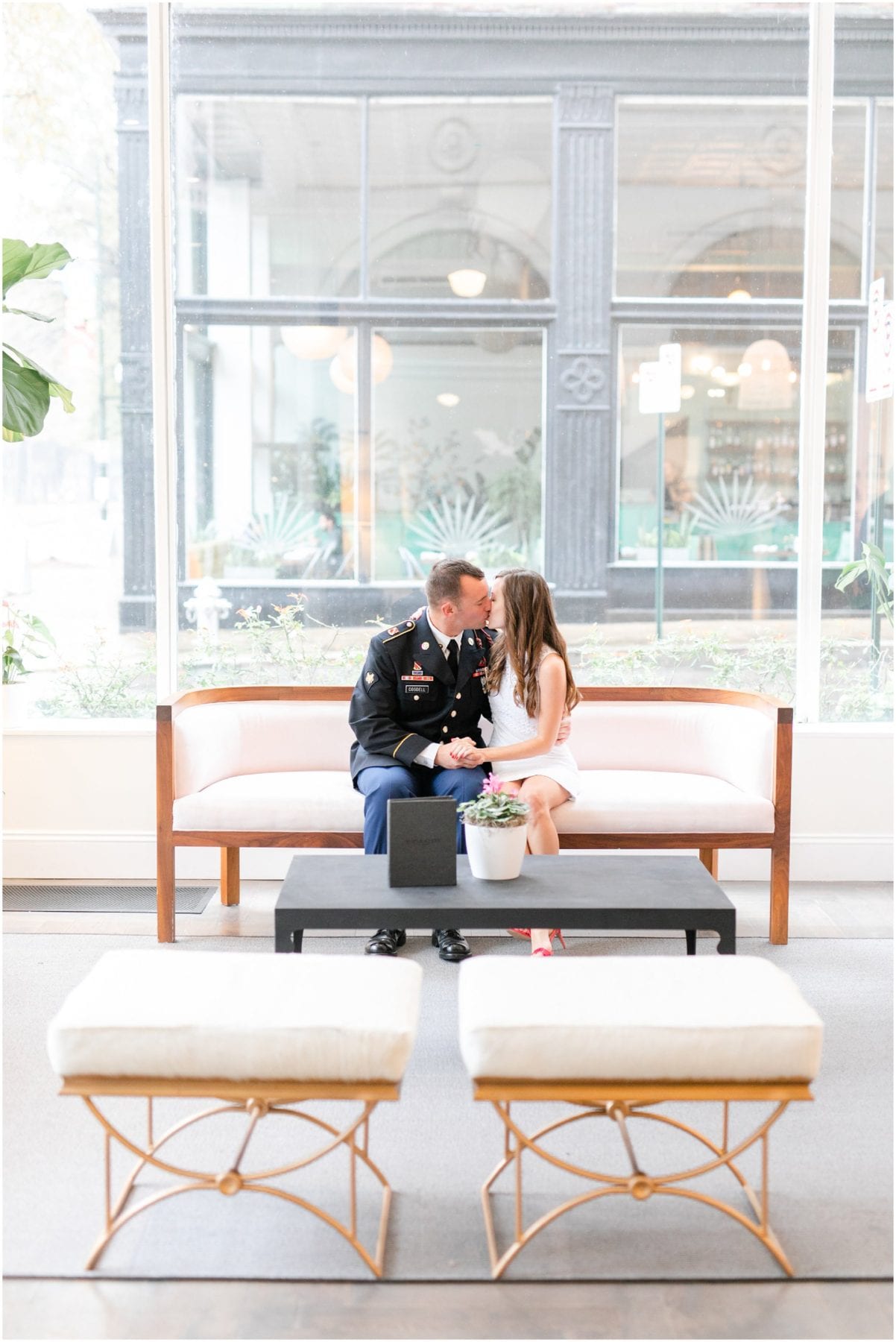 Rainy Downtown Richmond Engagement Photos Jefferon Quirk Hotel