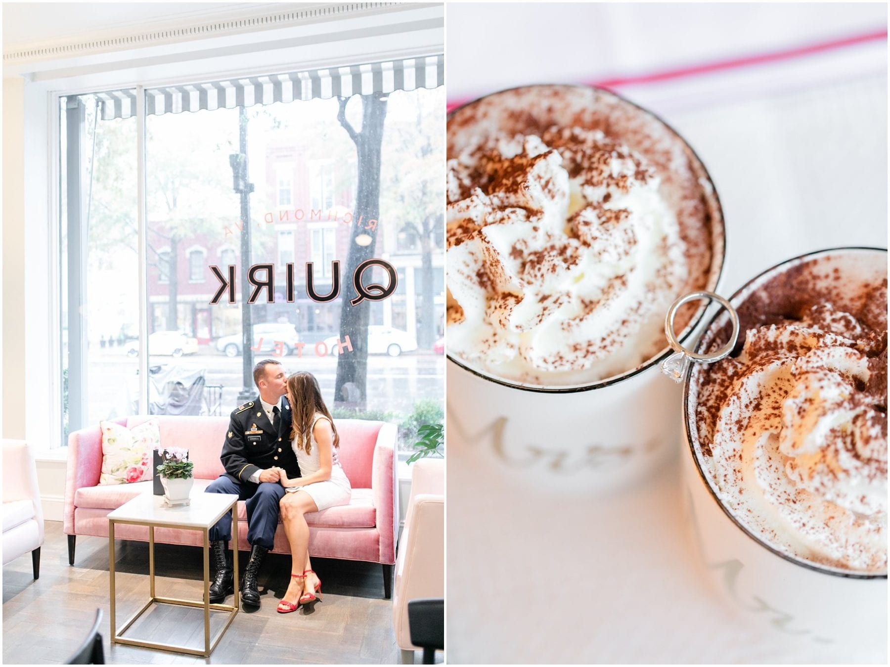 Rainy Downtown Richmond Engagement Photos Jefferon Quirk Hotel